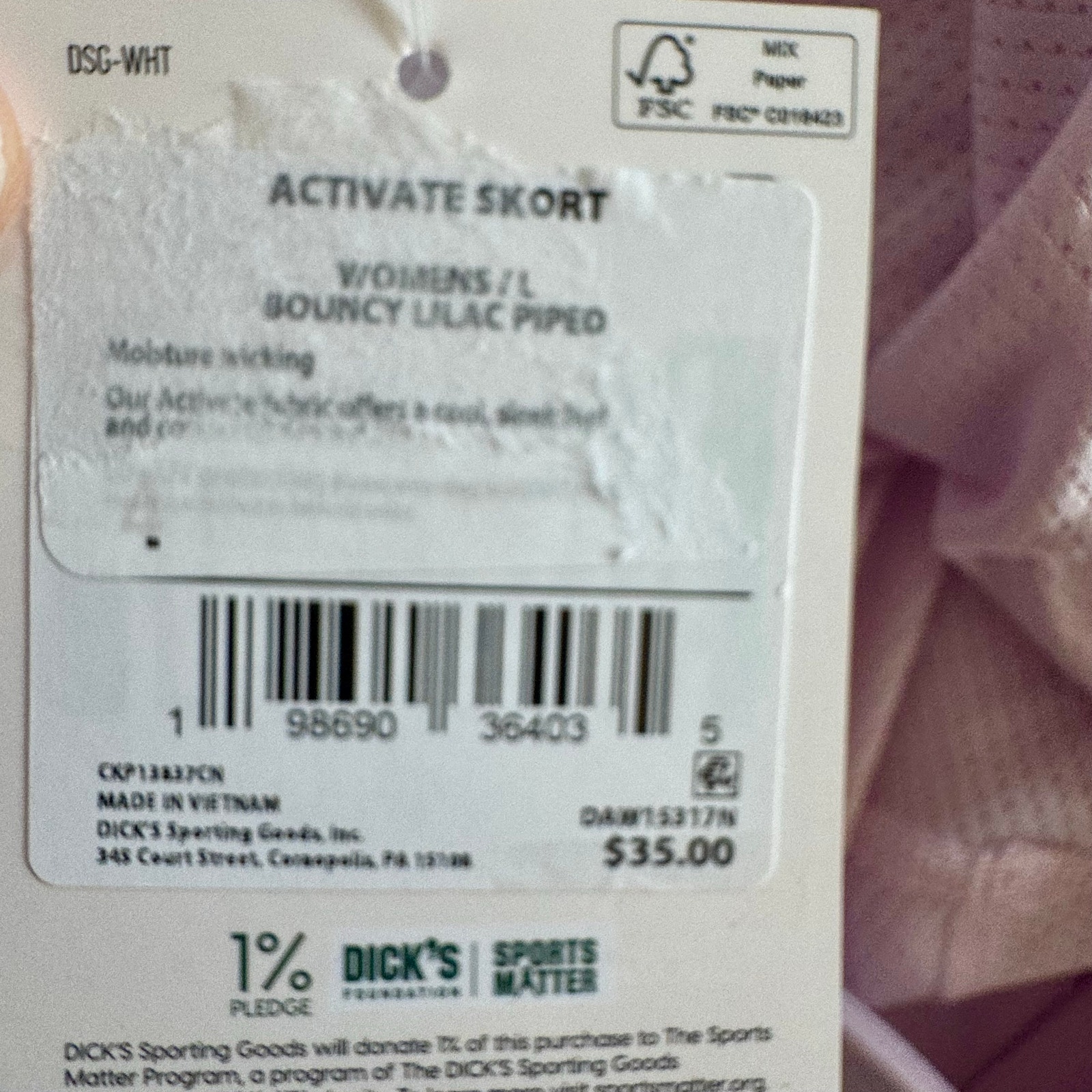 Dicks Sporting Dsg Purple Skirt Skort Tennis Pickleball Activate High Rise Large — image 6 of 8